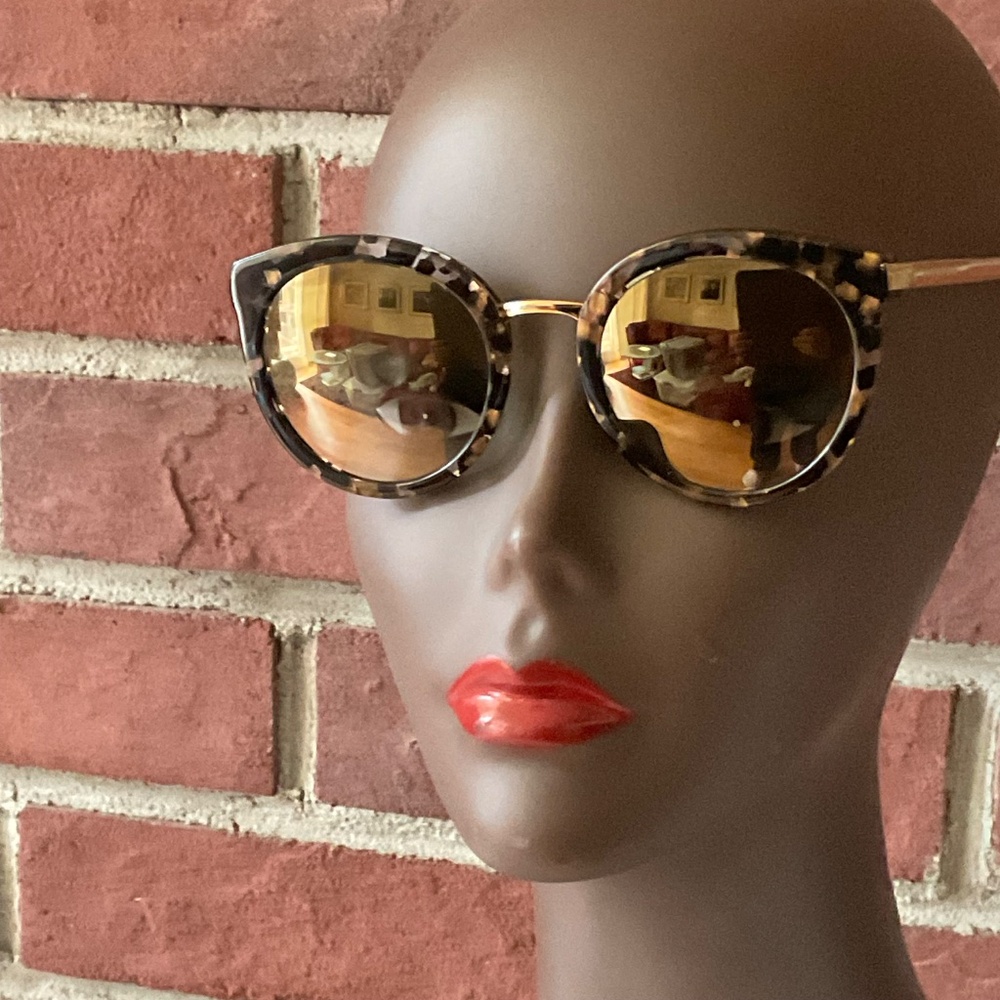 Dolce & Gabbana DG4268 Cube Black /Gold Round Mirror Sunglasses